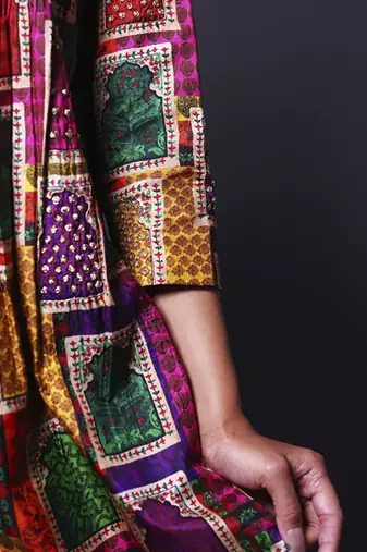 Multicolor plain silk kurta with pant
