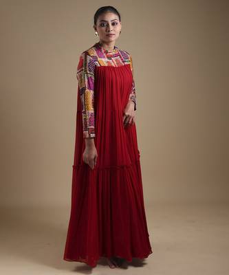Multicolor plain silk dress 1