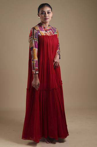 Multicolor plain silk dress
