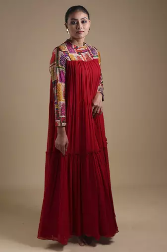 Multicolor plain silk dress