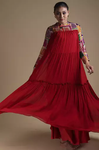 Multicolor plain silk dress