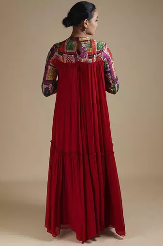 Multicolor plain silk dress