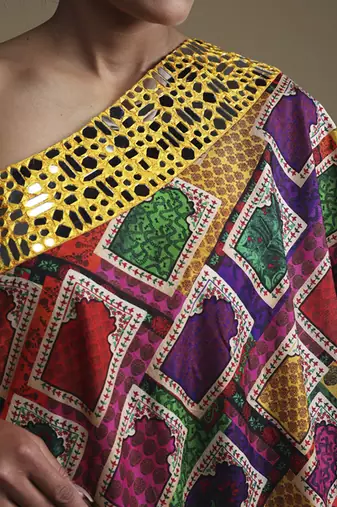 Multicolor plain silk kurta with sharara