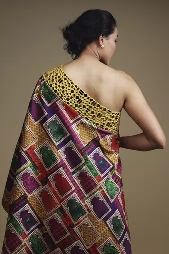 Multicolor plain silk kurta with sharara