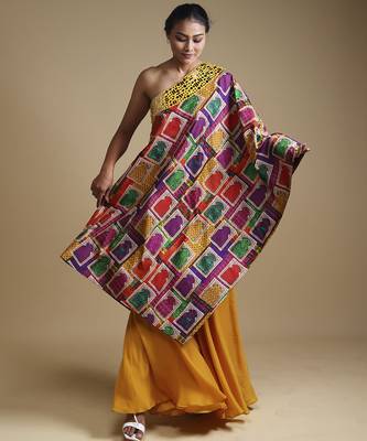 Multicolor plain silk kurta with sharara 4