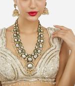 Gold-plated kundan bridal necklace set with pastel beads – traditional indian wedding jewelry for women