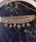 Exquisite gold-plated pearl choker necklace set - traditional indian bridal jewelry  hanging pearls