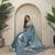 Sky blue mashru satin saree with leheriya weaving design