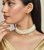 Gold-plated pearls choker necklace