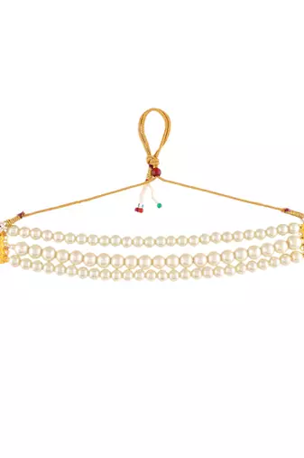 Gold-plated pearls choker necklace