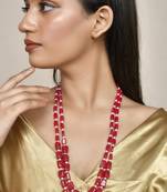 Gold-plated real stones layered necklace