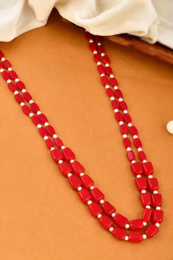Gold-plated real stones layered necklace