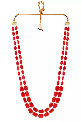 Gold-plated real stones layered necklace
