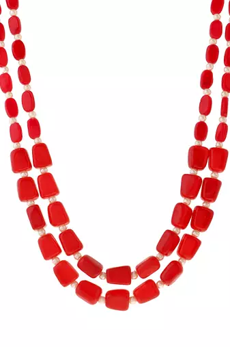 Gold-plated real stones layered necklace