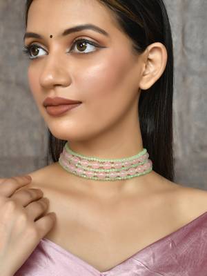 Gold-plated real stones choker necklace 1
