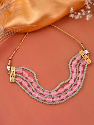 Gold-plated real stones choker necklace 2