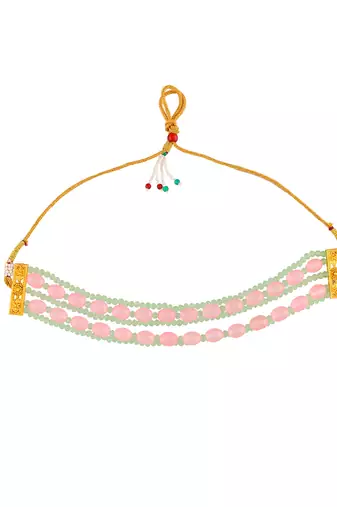 Gold-plated real stones choker necklace
