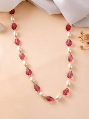 Gold-tone  kundan & pearls layered necklace for girls 2