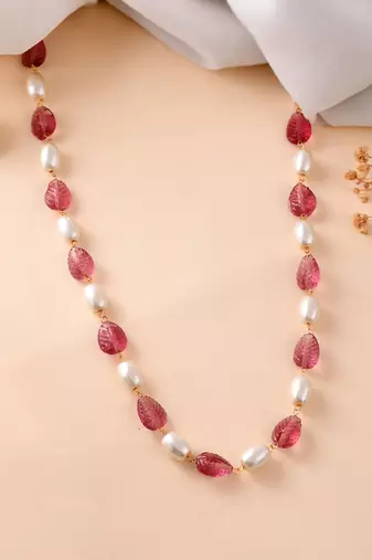 Gold-tone  kundan & pearls layered necklace for girls