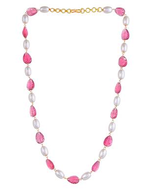 Gold-tone  kundan & pearls layered necklace for girls 3