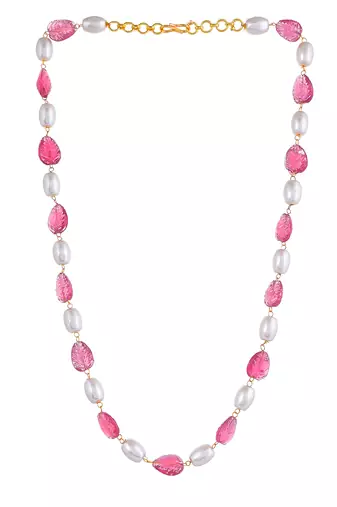 Gold-tone  kundan & pearls layered necklace for girls