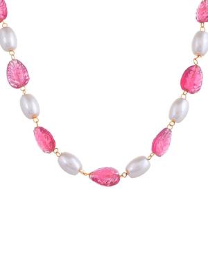 Gold-tone  kundan & pearls layered necklace for girls 4