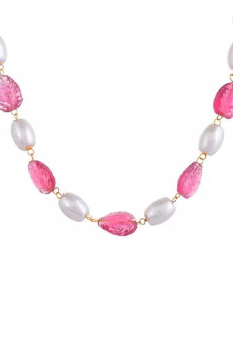 Gold-tone  kundan & pearls layered necklace for girls