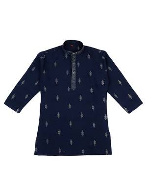 Traditional ethnic wear with silk sequence embroidery kurta and pyjama set - blue 1