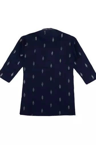 Traditional ethnic wear with silk sequence embroidery kurta and pyjama set - blue