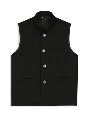 Traditional sleeveless nehru jacket - black 1