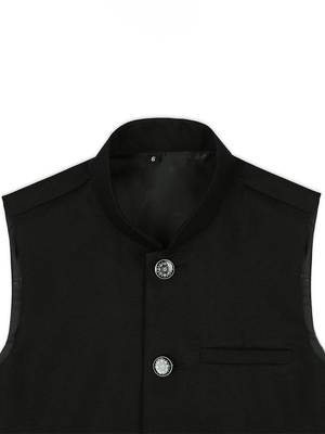 Traditional sleeveless nehru jacket - black 3