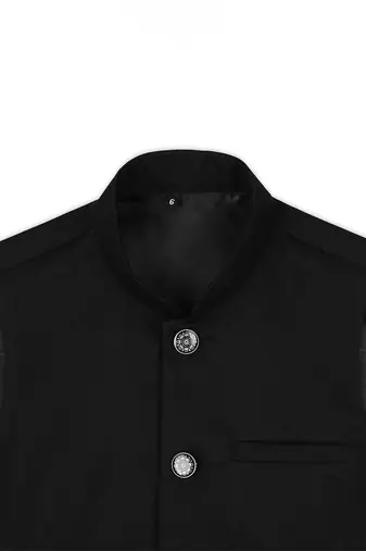 Traditional sleeveless nehru jacket - black