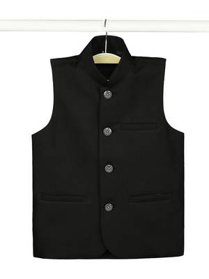 Traditional sleeveless nehru jacket - black 4
