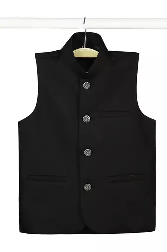 Traditional sleeveless nehru jacket - black