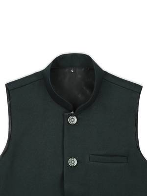 Festive sleeveless nehru jacket - bottle green 3