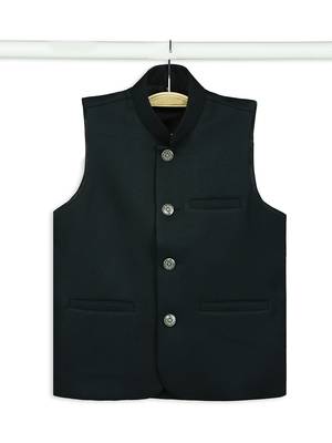 Festive sleeveless nehru jacket - bottle green 4