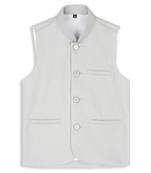 Solid traditional sleeveless nehru jacket - grey