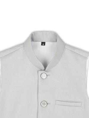 Solid traditional sleeveless nehru jacket - grey 3