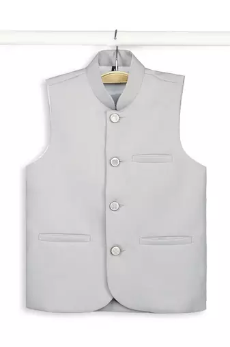 Solid traditional sleeveless nehru jacket - grey