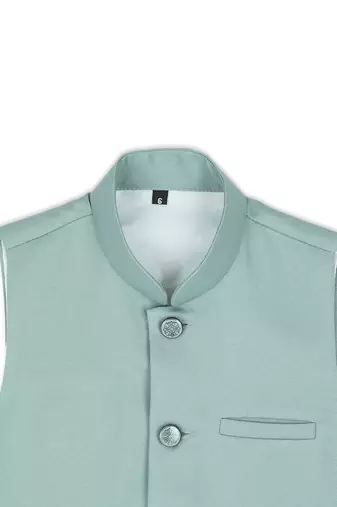 Sleeveless nehru jacket - light green