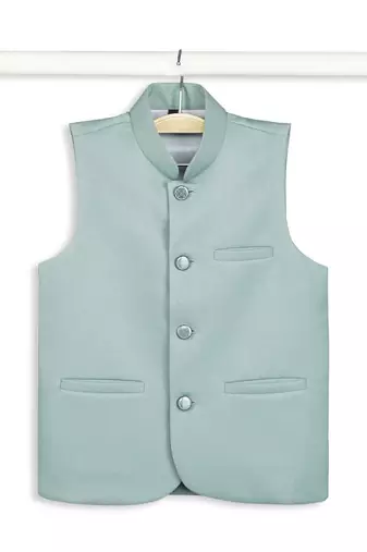 Sleeveless nehru jacket - light green
