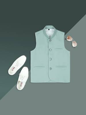 Sleeveless nehru jacket - light green 5
