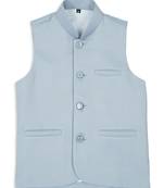 Ethnic sleeveless nehru jacket -  sky blue
