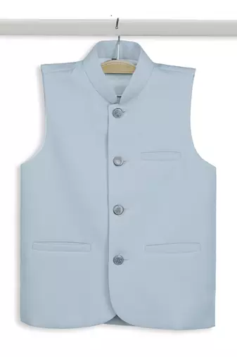 Ethnic sleeveless nehru jacket -  sky blue