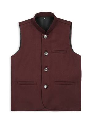 Elegance sleeveless nehru jacket - maroon 1