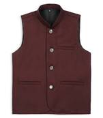 Elegance sleeveless nehru jacket - maroon