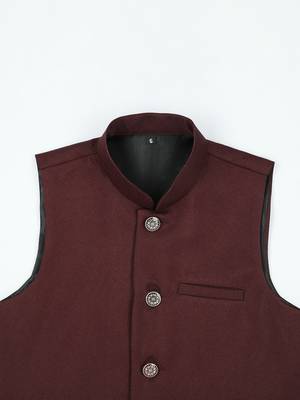 Elegance sleeveless nehru jacket - maroon 3