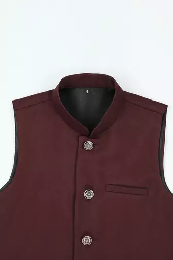 Elegance sleeveless nehru jacket - maroon