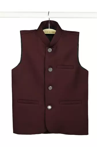 Elegance sleeveless nehru jacket - maroon