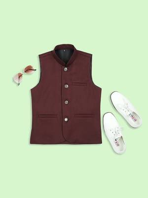 Elegance sleeveless nehru jacket - maroon 5